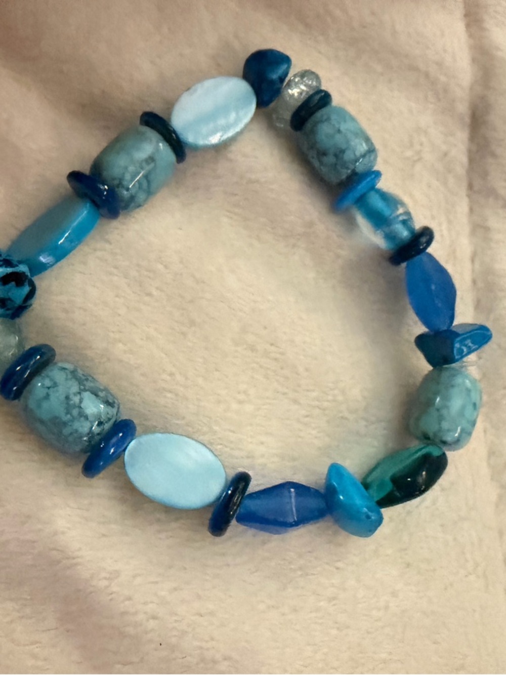 Blue Mixed-Bead Stretch Bracelet